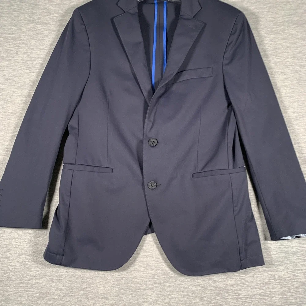 Twillory Blazer Mens 38S Blue Stretch 2 Button Suit Jacket Machine Washable
